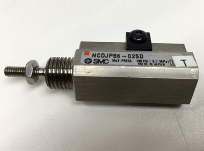 Used SMC NCDJPB6-025D Compact Miniature Pin Cylinder 1/4" Stroke, 1/4" Bore, 100 psi
