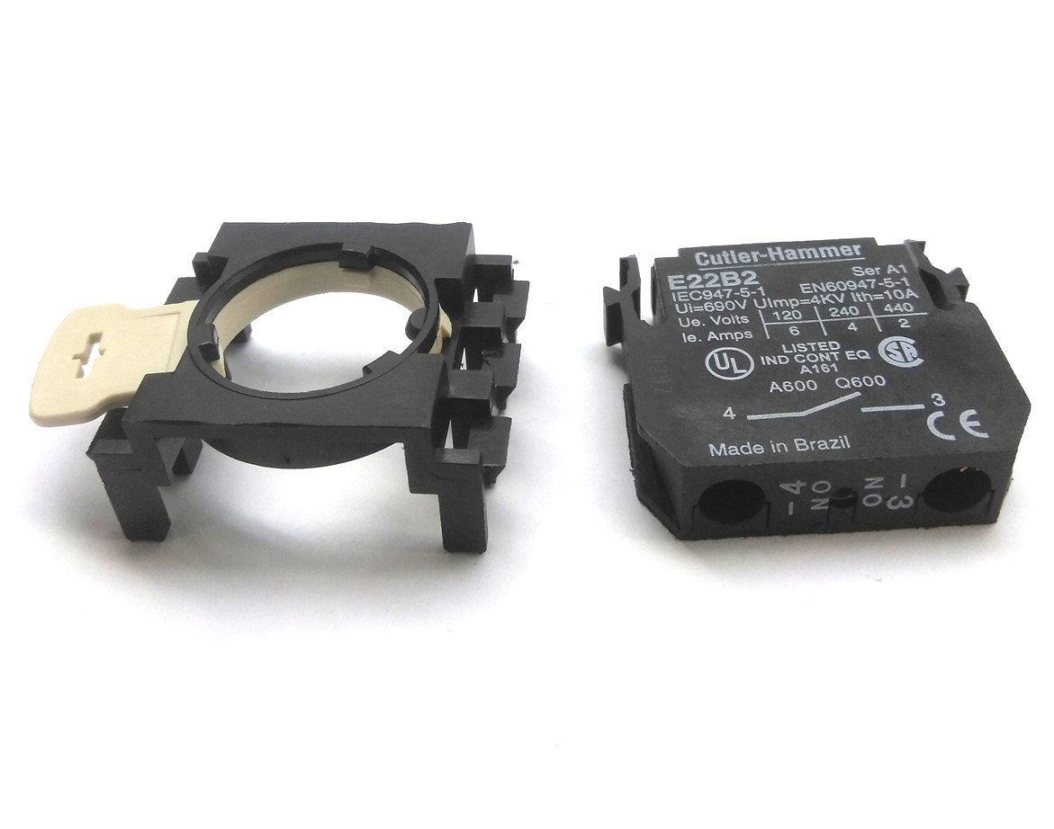 New Cutler Hammer E22B2 Contact Block, Normally Open, 1 Pole, 600V 10A