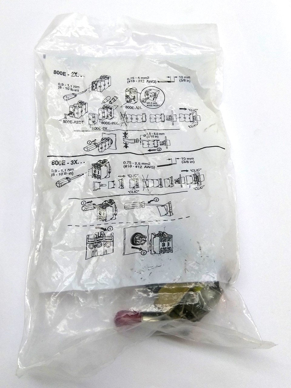 New Allen-Bradley 800E-2DL3R Lamp Assembly, Red LED, 1 Pole, 22.5mm, 24VAC/DC