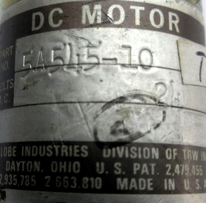 Used Globe Motors 5A545-10 MM Gearmotor, 147.70:1, 75 oz. in., .313" Shaft, 24VDC