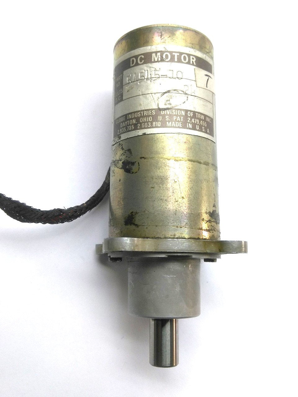 Used Globe Motors 5A545-10 MM Gearmotor, 147.70:1, 75 oz. in., .313" Shaft, 24VDC