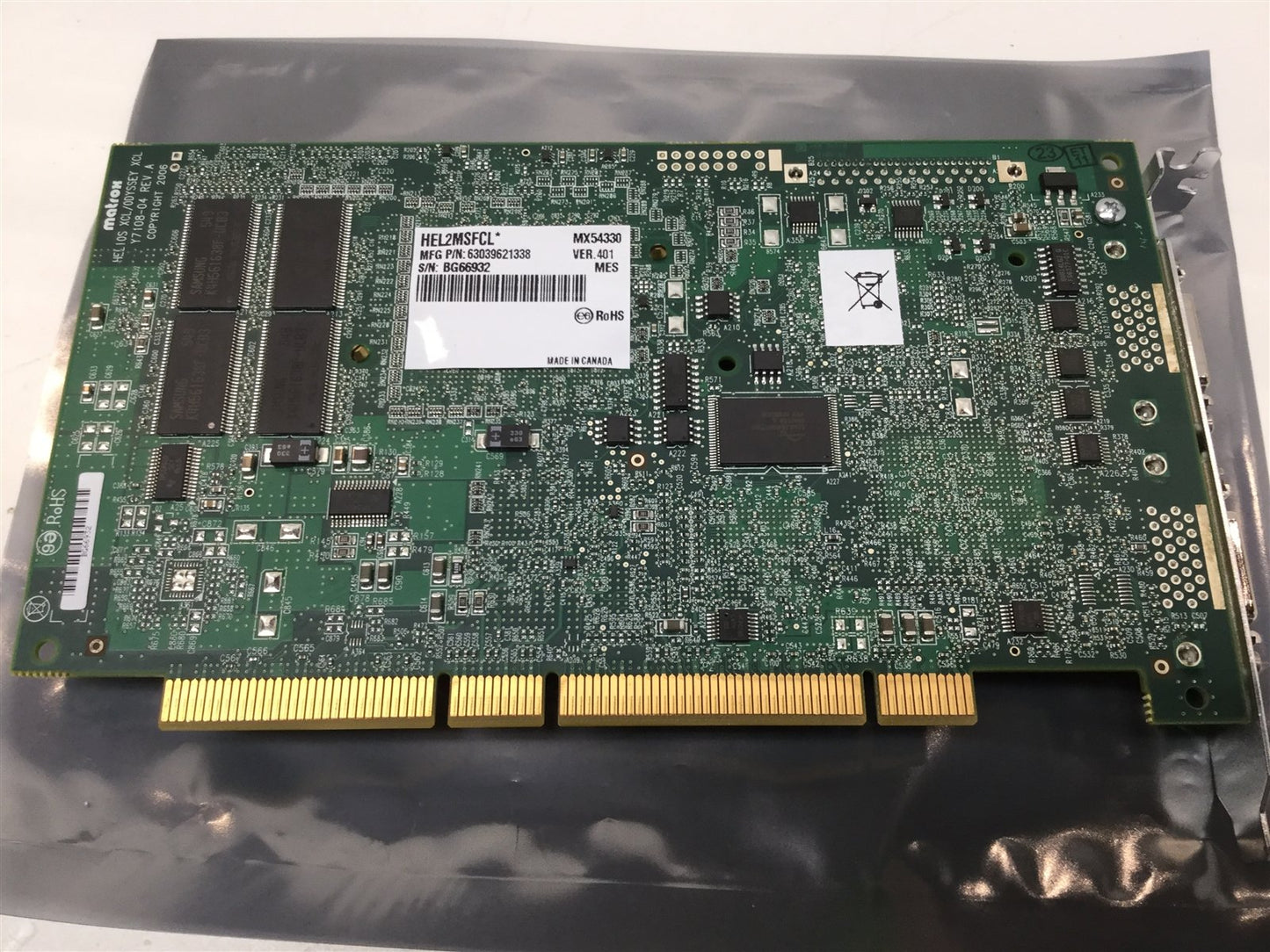 Used Matrox HEL2MSFCL Helios / Odyssey XCL Camera Link Frame Grabber Board Card PCI-x