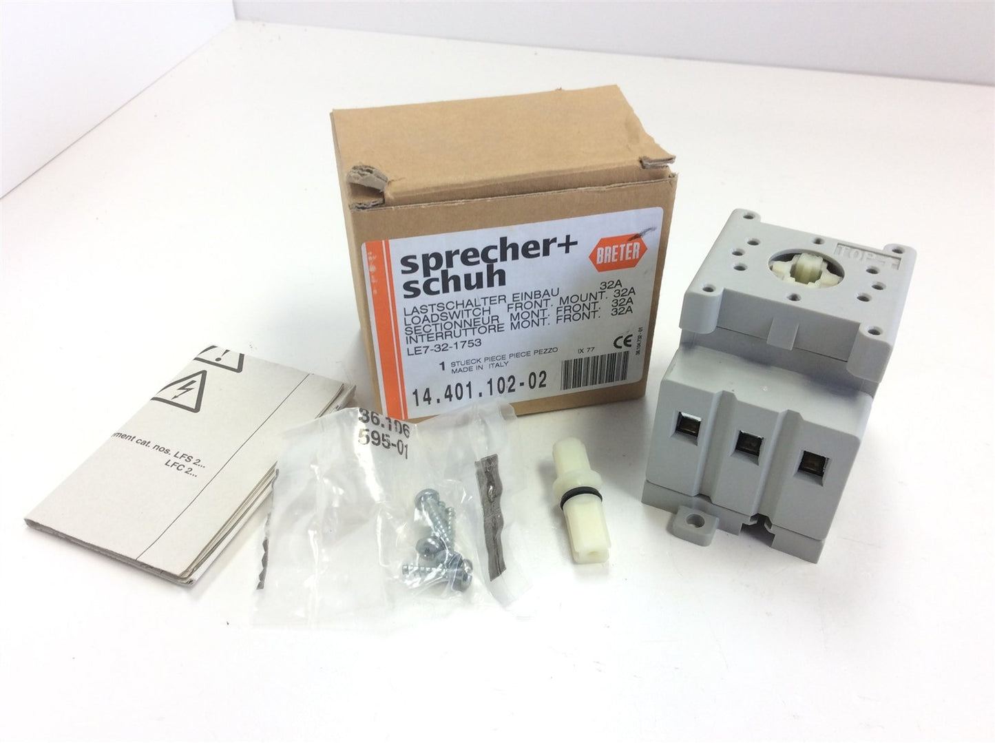New Sprecher Schuh LE7-32-1753 Front Mounted Motor Disconnect Switch 32A 600V 3 Pole