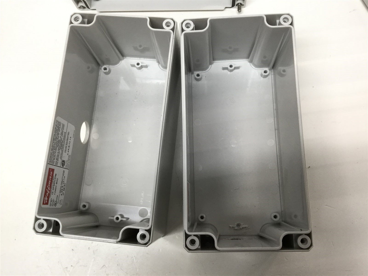 Used Lot of 2 Hoffman Q3PBPCDM 3-Hole Pushbutton Enclosures, 3" x 6" x 3" *w/ Holes*