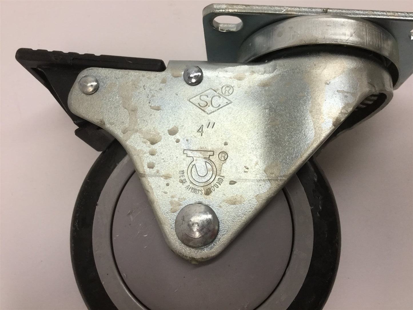 Used Lot of 2 Superior 4" Casters, Plate Dimensions: 2.375" x 3.625", With Lock