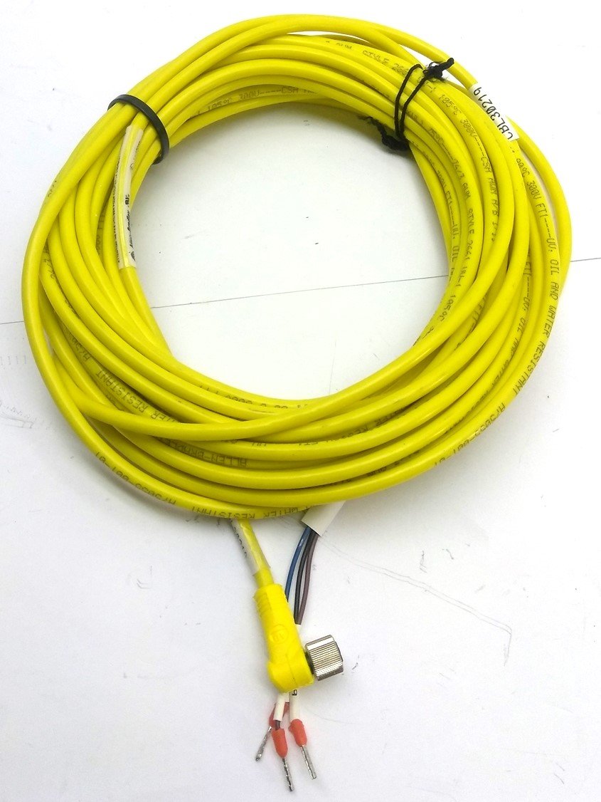 Used Allen Bradley 889P-R3AB-10 Right Angle Pico Cordset, 3-Pin, 30VAC/DC 4A, 5m