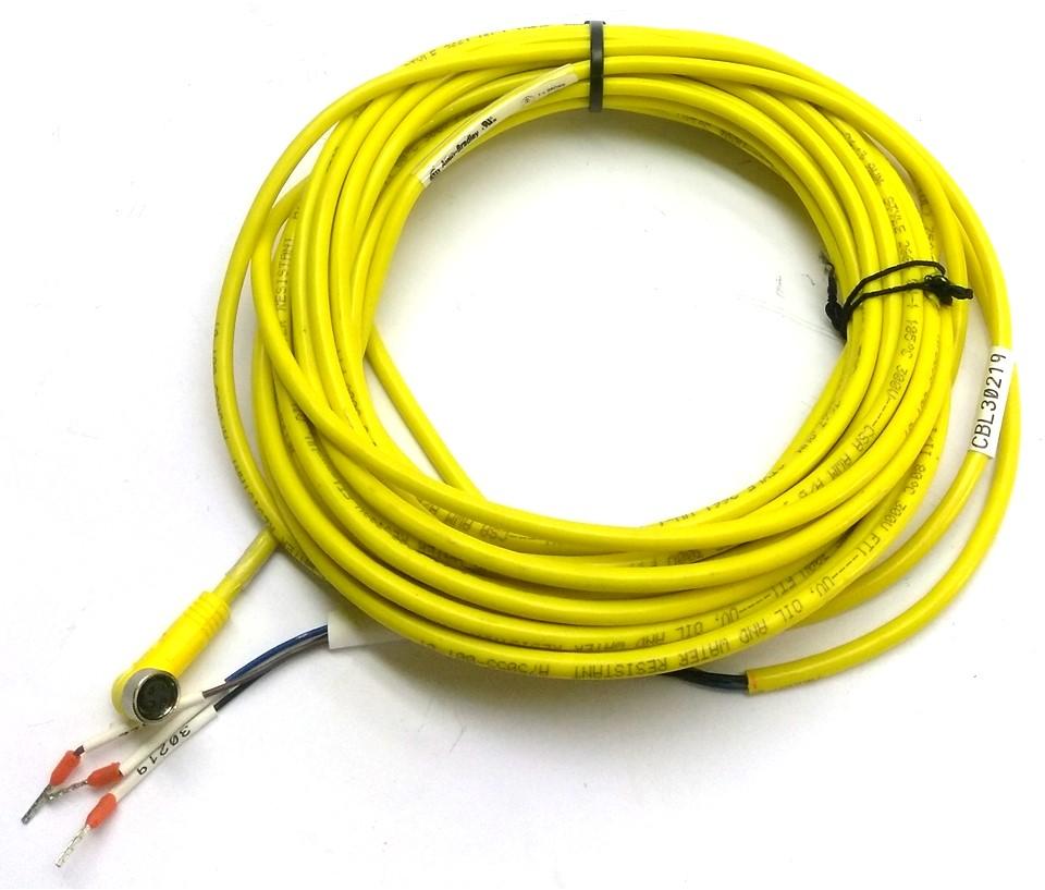 Used Allen Bradley 889P-R3AB-10 Right Angle Pico Cordset, 3-Pin, 30VAC/DC 4A, 5m