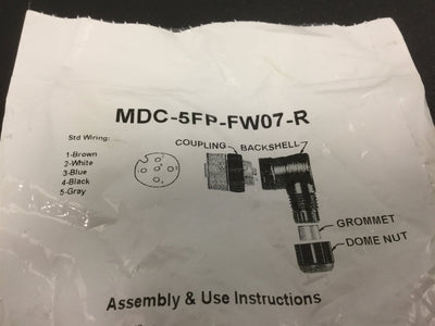 New Mencom MDC-5FP-FW07-R Female Right Angle 5 Pin Connector, Voltage: 250V AC/DC 4A