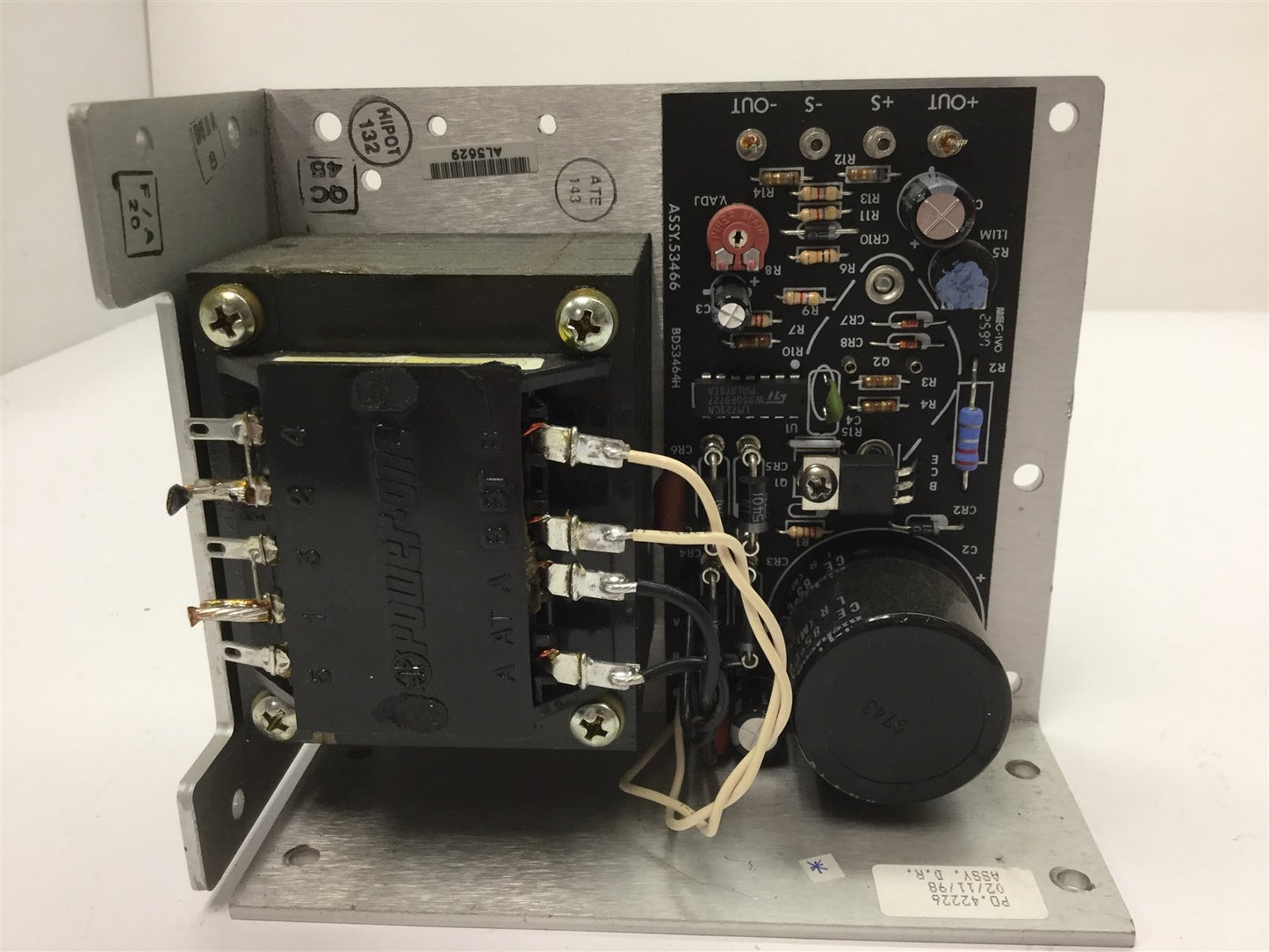 Used Power One HC24-2.4-A Power Supply, Input: 100-240VAC 47-63Hz, Output: 24VDC 2.4A