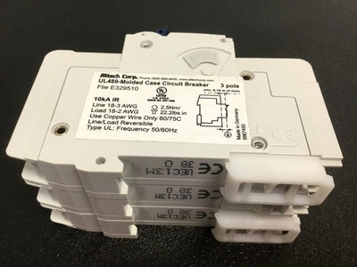 New Altech Corp 3C13UL Circuit Breaker, Poles: 3, Amperage: 13A, Din Rail Mount