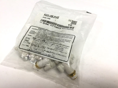 New Lot of 10 New SMC KQ2LU06-01AS Branch Union Elbows, Fitting: 6mm Tube, 1/8" NPT