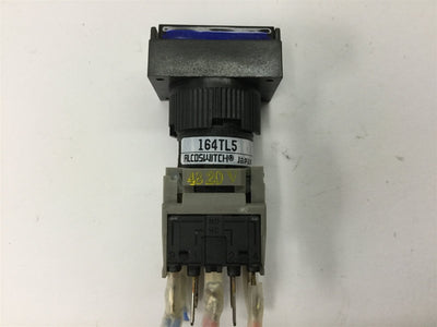 Used Alcoswitch 164TL5 Blue Maintained Illuminated Push Button, Rating: 5A 250VAC