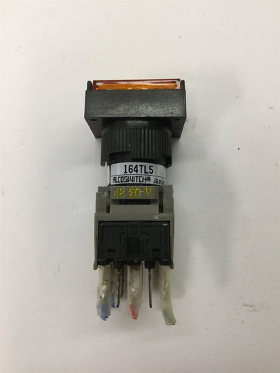 Used Alcoswitch 164TL5 Amber Maintained Illuminated Push Button, Rating: 5A 250VAC
