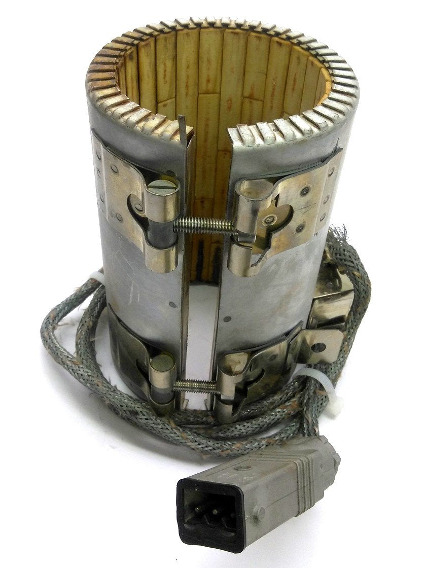 Used 166577-1 Barrel Heater, 3" ID, 4 3/4" OD, 6" Long, 3-Pole Plug, 2400W 240V