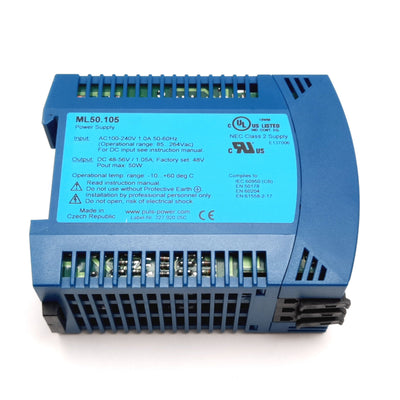 Used Puls ML50.105 Power Supply, Input: 100-240VAC 1A 50/60Hz, Output: 48-56VDC 50W