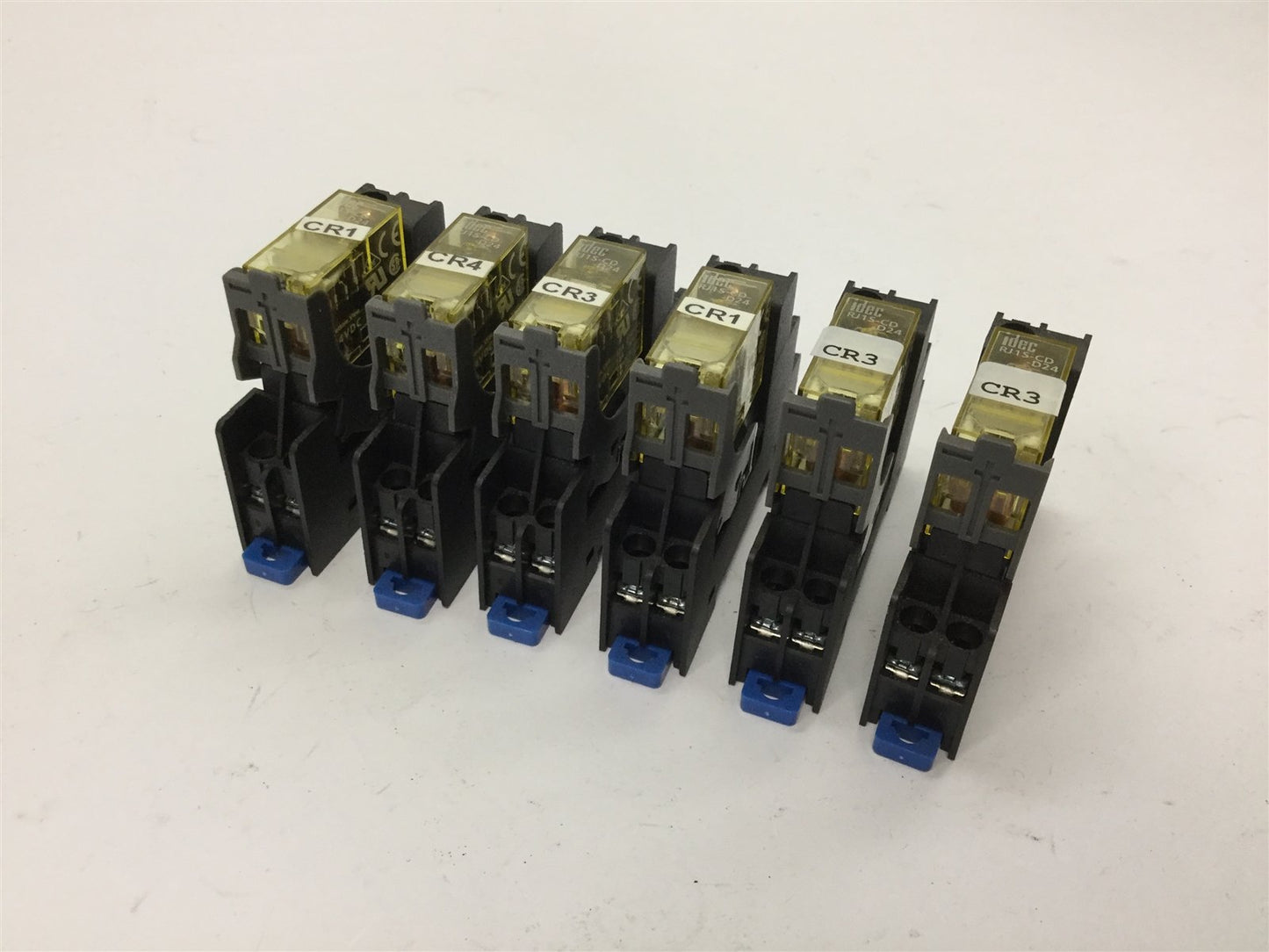 Used Lot of 6 Idec RJ1S-CD-D24 Relays, SPDT, Coil: 24VDC, Contact: 12A 250VAC/30VDC