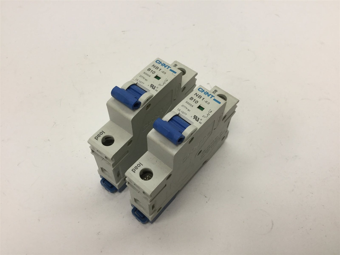 Used Lot of 2 CHINT NB1-63 B10 Circuit Breakers, 1-Pole, Rating: 10A 277VAC 110VDC