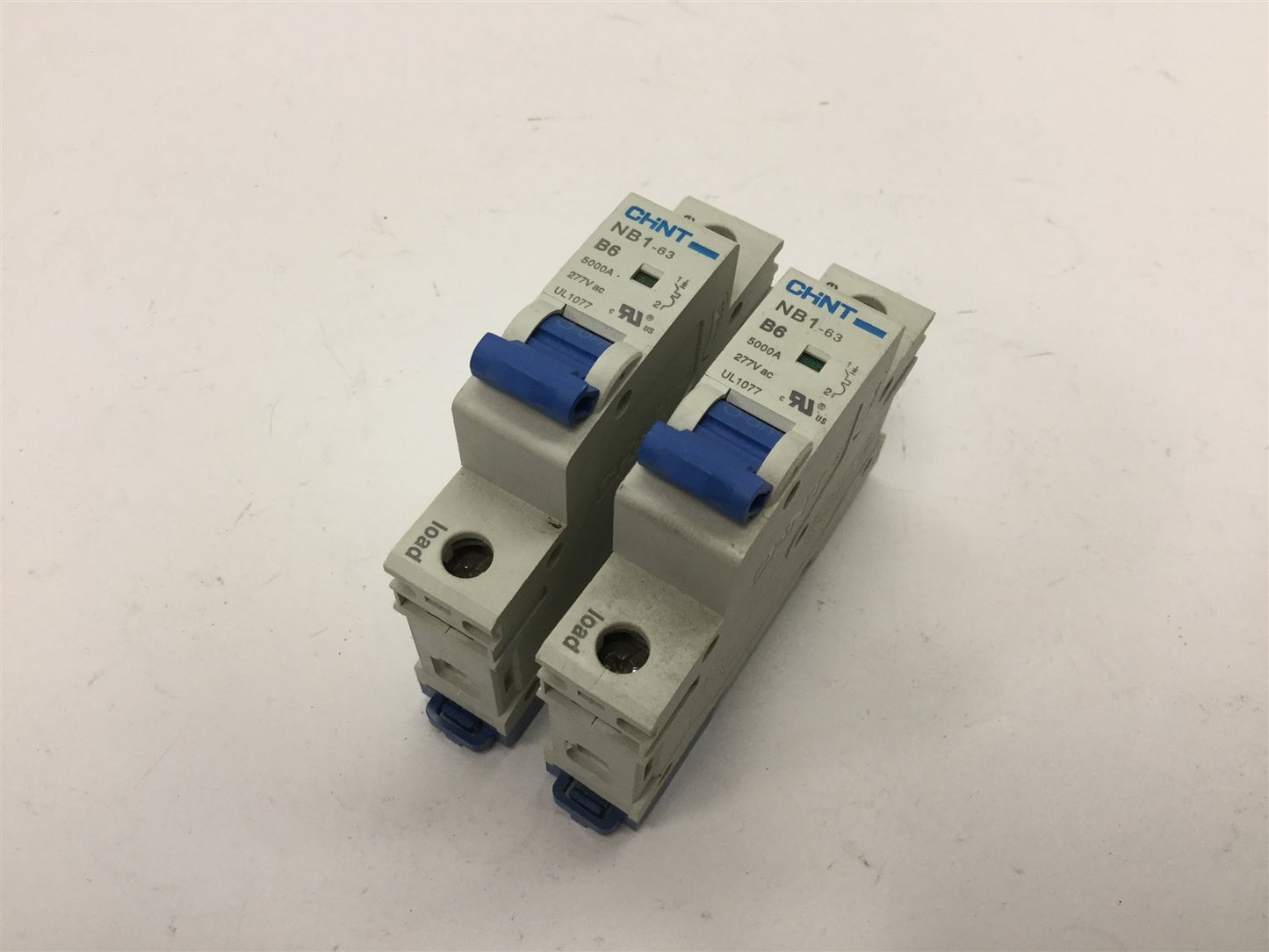 Used Lot of 2 CHINT NB1-63 B6 Circuit Breakers, 1-Pole, Rating: 6A 277VAC 110VDC