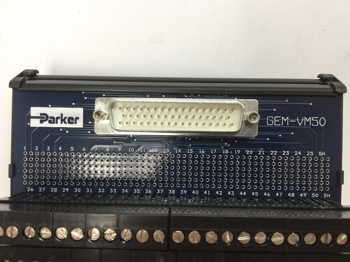 Used Parker GEM-VM50 Gemini Breakout Board, 50-Pin to Screw Terminals, DIN Rail Mount
