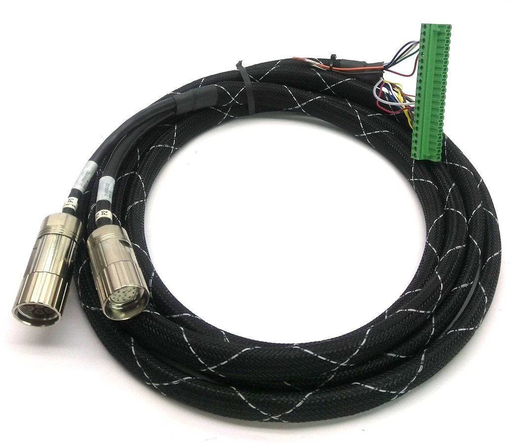 Used Fanuc 31-0092-C12 Servo Motor Cable, 17-Pin Female, 8-Pin Female to 20 Terminals