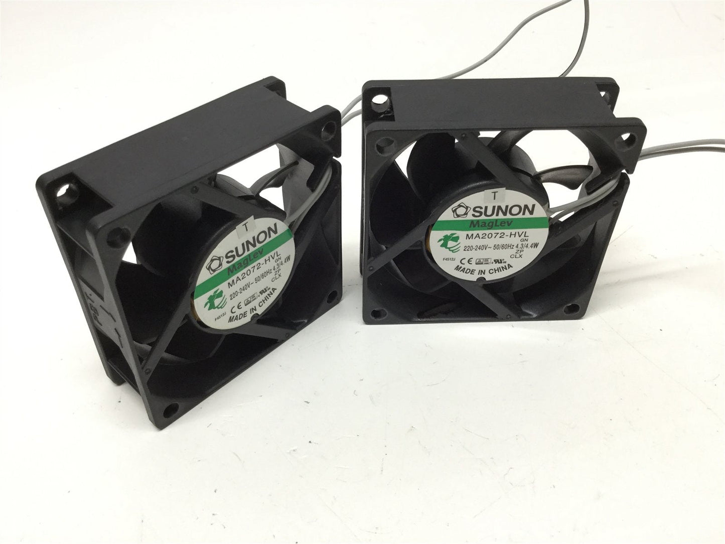 Used Lot of 2 Sunon MA2072-HVL.GN Tube Axial Fan 230VAC, 70mm x 25mm, 29CFM, 3900 RPM