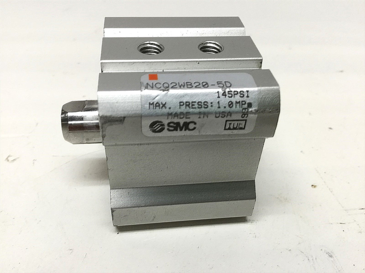 Used SMC NCQ2WB20-5D Compact Air Cylinder, Double Rod, 20mm Bore, 5mm Stroke, 145 psi