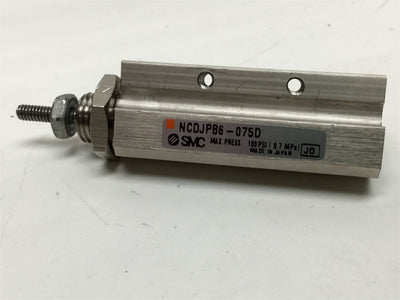 Used SMC NCDJPB6-075D Compact Miniature Pin Cylinder 3/4" Stroke, 1/4" Bore, 100 psi