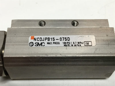Used SMC NCDJPB15-075D Compact Miniature Pin Cylinder 3/4" Stroke, 1/4" Bore, 100 psi