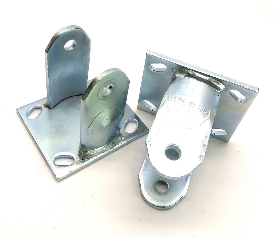 Used Lot of 2 Steel Caster Wheel Mounts, 5" x 2" Wheel, 3 1/4 x 2 3/4" C2C Mounting
