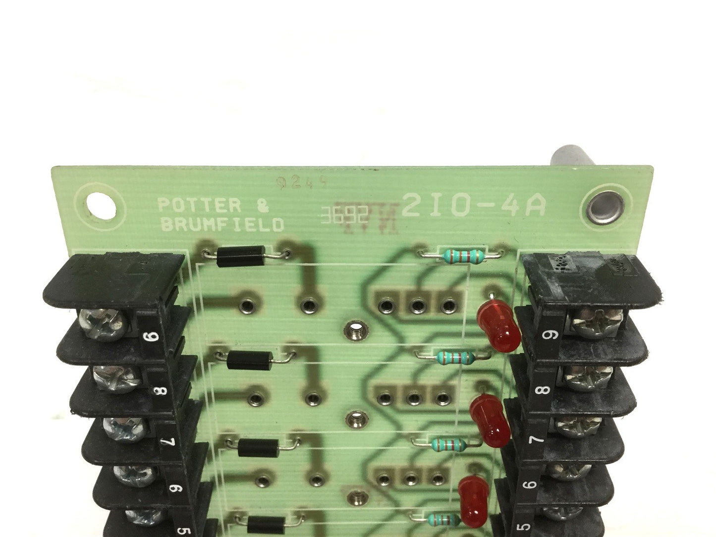 Used Potter & Brumfield 2IO-4A Solid State Relay Interface Board, 4-Slots, 150-250VAC