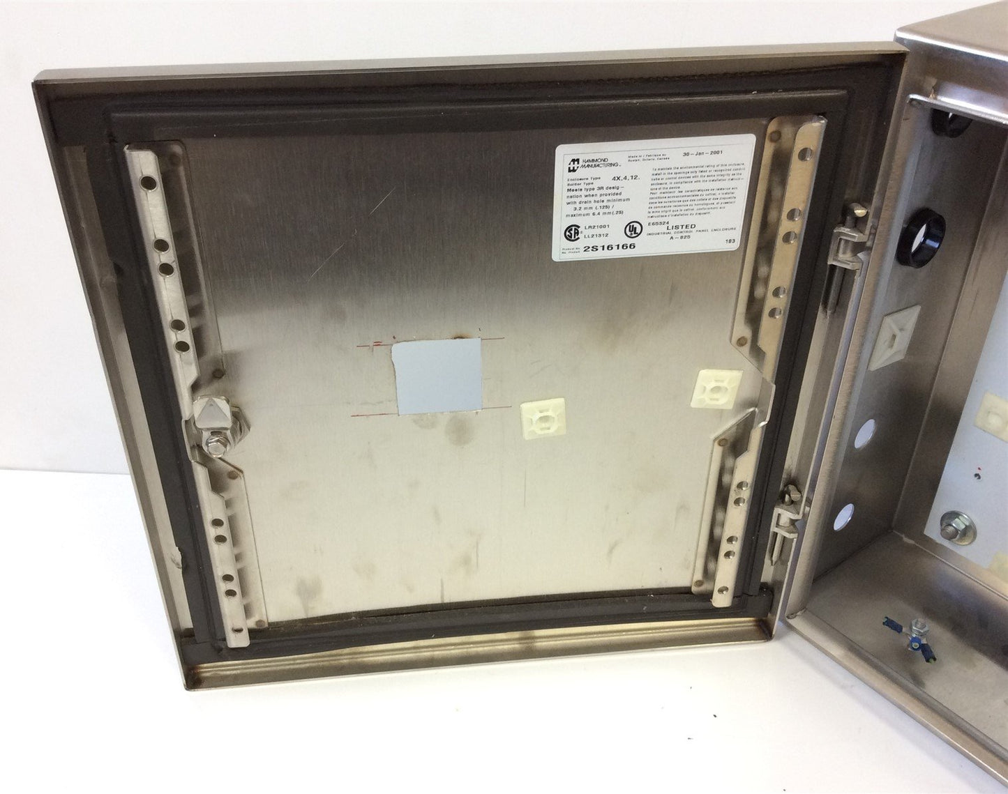 Used Hammond 2S16166 Stainless Steel Electrical Control Panel Enclosure 16"x 16"x 6"