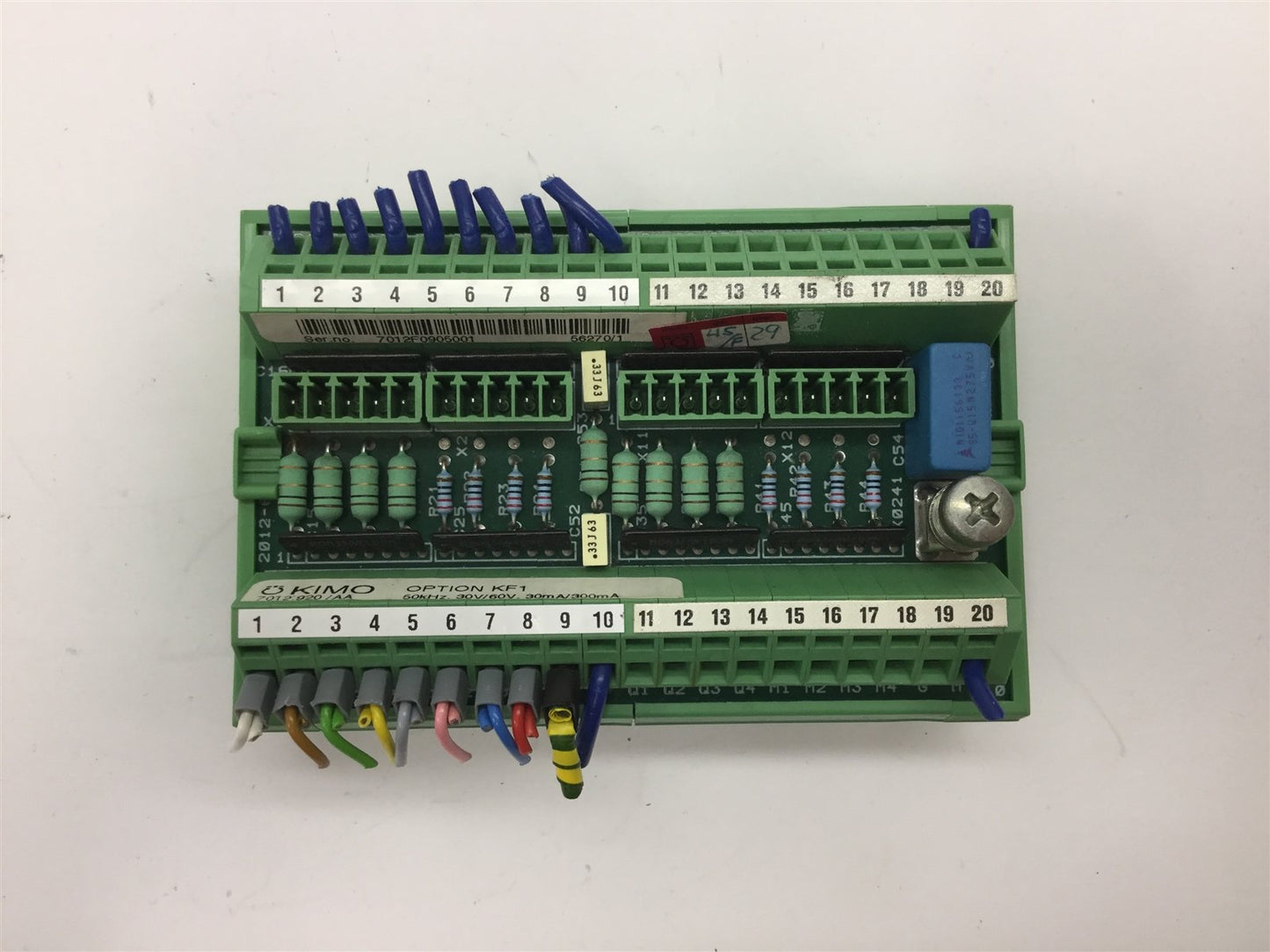 Used KIMO OPTION KF1 Terminal Board, 50kHz, 30V/60V, 30mA/300mA, DIN Rail Mounting