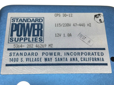 New ACME Standard CPS 30-12 Power Supply 115/230VAC 47-440Hz IN, 12VDC 1.8A OUT