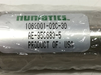 New Numatics 1062D01-02C-30 Pneumatic Cylinder 1-1/16" Bore, 2-1/8" Stroke, 250 psi