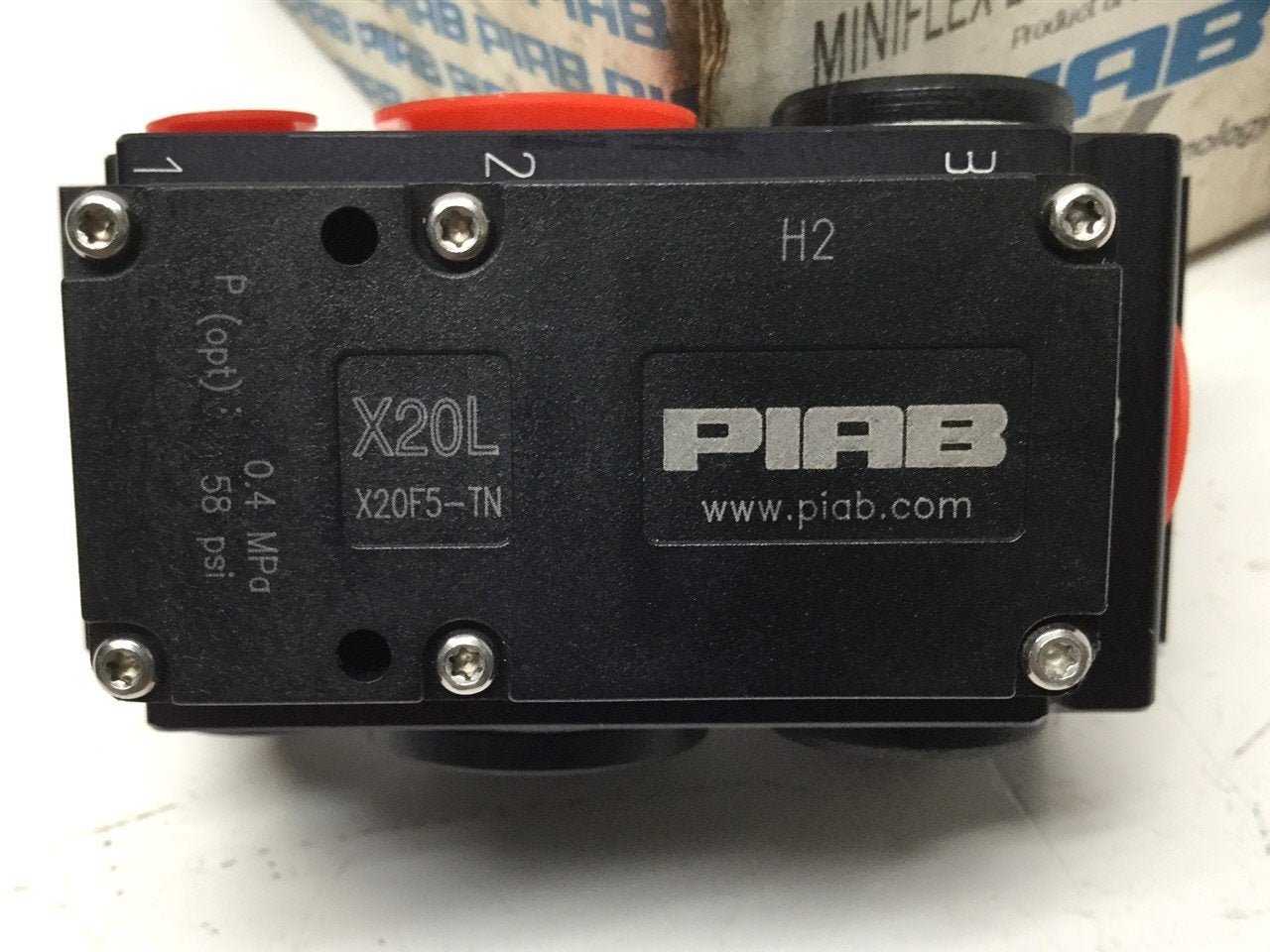 New – Open box Piab X20FN-TN MINIFLEX Vacuum Pump X20L, 100 Max Supply Pressure, 27.9 -inHg