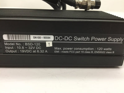 Used DC-DC Switch Power Supply, Input: 10.8~32VDC, Output: 19VDC at 6.32A, 120W Max