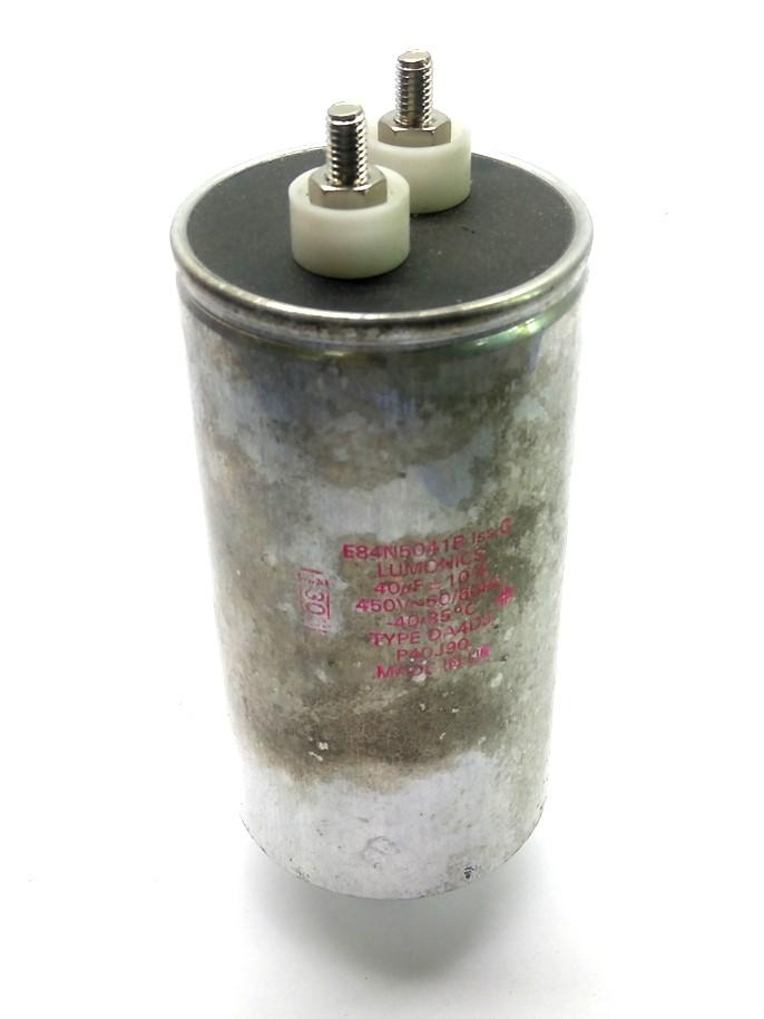 Used GSI Lumonics E84N5041B Capacitor, 40uf ±10%, 450V 50/60Hz, Type: DA4DJ, P40J90