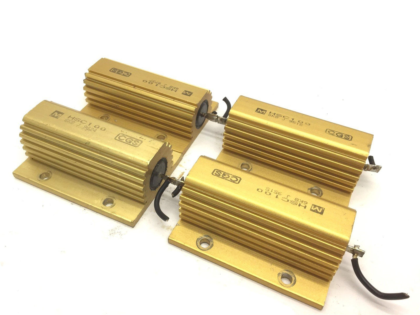 Used Lot of 4 TE Connectivity CGS HSC100 6K8 J Resistors, 6.8K Ohm 50/100 Watt 5%