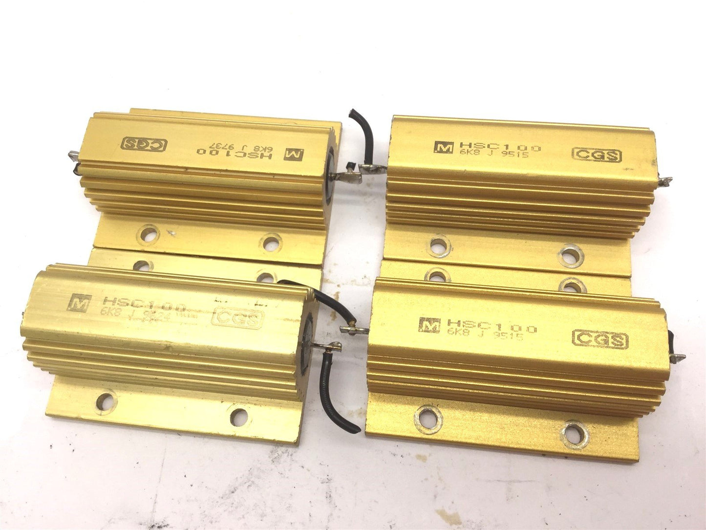 Used Lot of 4 TE Connectivity CGS HSC100 6K8 J Resistors, 6.8K Ohm 50/100 Watt 5%