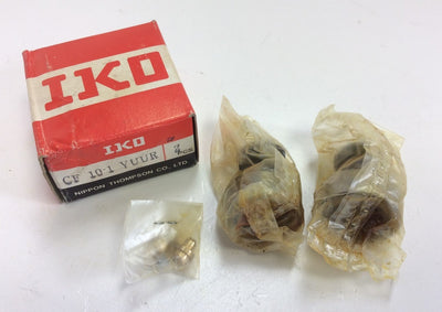 New IKO CF 10-1 VUUR Cam Follower 10 mm Stud Diameter, 26 mm OD, 12 mm Width Qty 2
