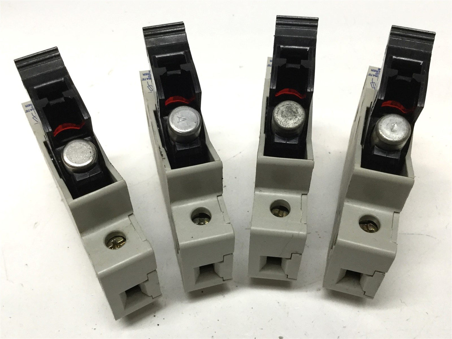 Used Lot of 4 Telemecanique DF6-AB10 Fuse Holders DIN Blocks, Class M, 700VAC 30A