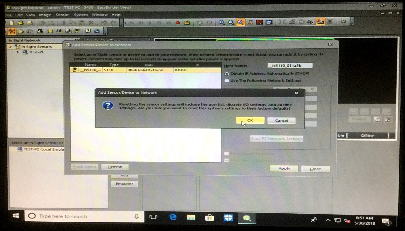 Used Cognex 5110 In-Sight Machine Vision Camera 1/3" CCD 60FPS 640x480 800-5834-1 F
