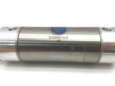 Used Bimba D-63907-A-2 Double Acting Cylinder, Hallow Rod, Ports: 1/4" NPT