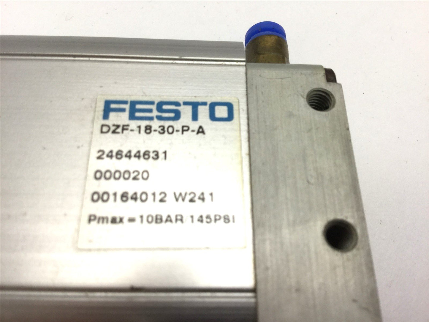 Used Festo DZF-18-30-P-A Flat Cylinder Actuator, Pressure: 145 PSI, Fittings: 5/32