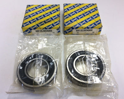 New Lot of 2 SNR 6207.EEJ30D43 / 6207J30D43 Bearings 35mm Bore, 72mm OD, 17mm Width