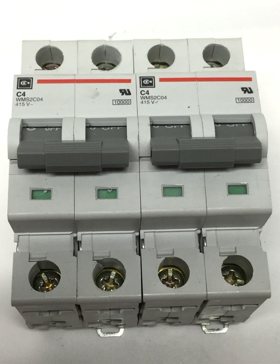 Used Lot of 2 Cutler Hammer WMS2C04 Miniature Circuit Breakers 2-Pole 415VAC 4A