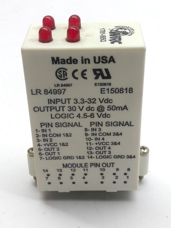Used WRC 1781-IB5Q Quad Solid State Relay In: 3.3-32VDC Out: 30VDC 50mA Logic: 5VDC