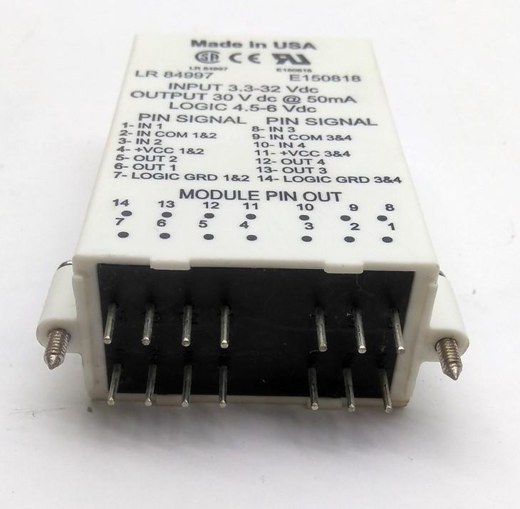 Used WRC 1781-IB5Q Quad Solid State Relay In: 3.3-32VDC Out: 30VDC 50mA Logic: 5VDC