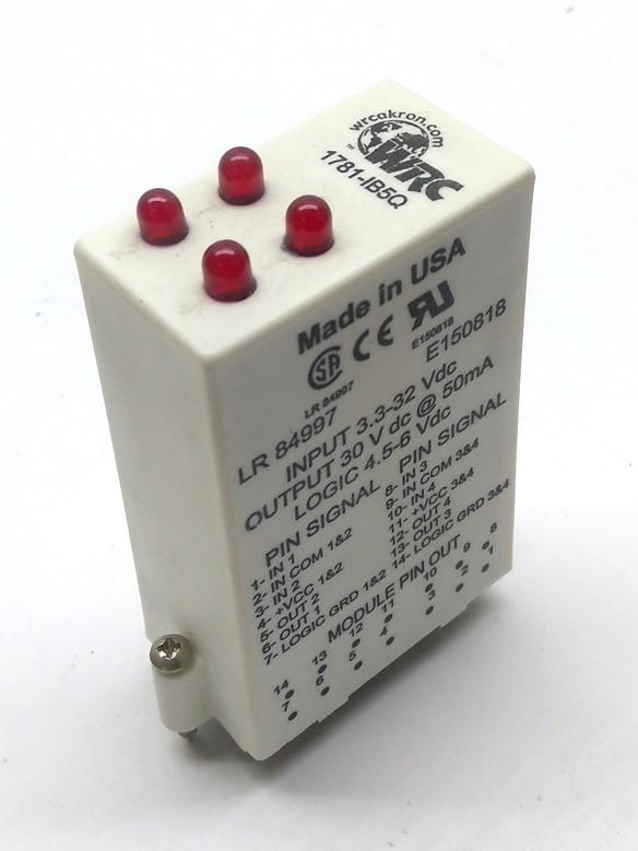 Used WRC 1781-IB5Q Quad Solid State Relay In: 3.3-32VDC Out: 30VDC 50mA Logic: 5VDC