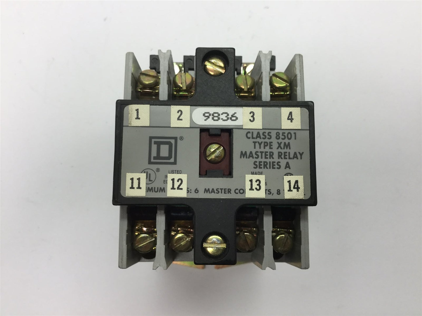 Used Square D 8501 XMO-40 Industrial Control Relay, 4-Pole, Coil: 110/120VAC 50/60Hz